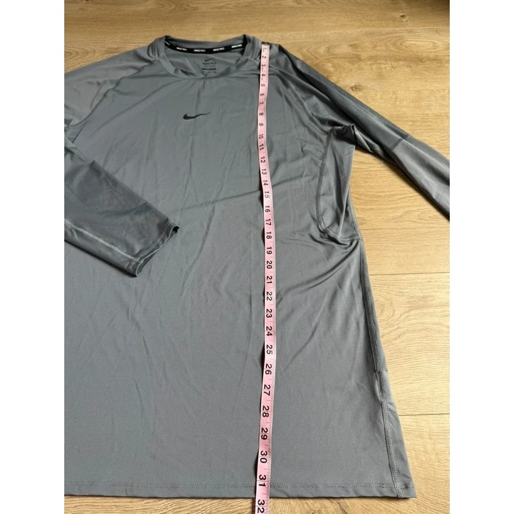 EUC Mens Nike Pro dri fit slim fit gray long sleeve athletic tshirt size XXL